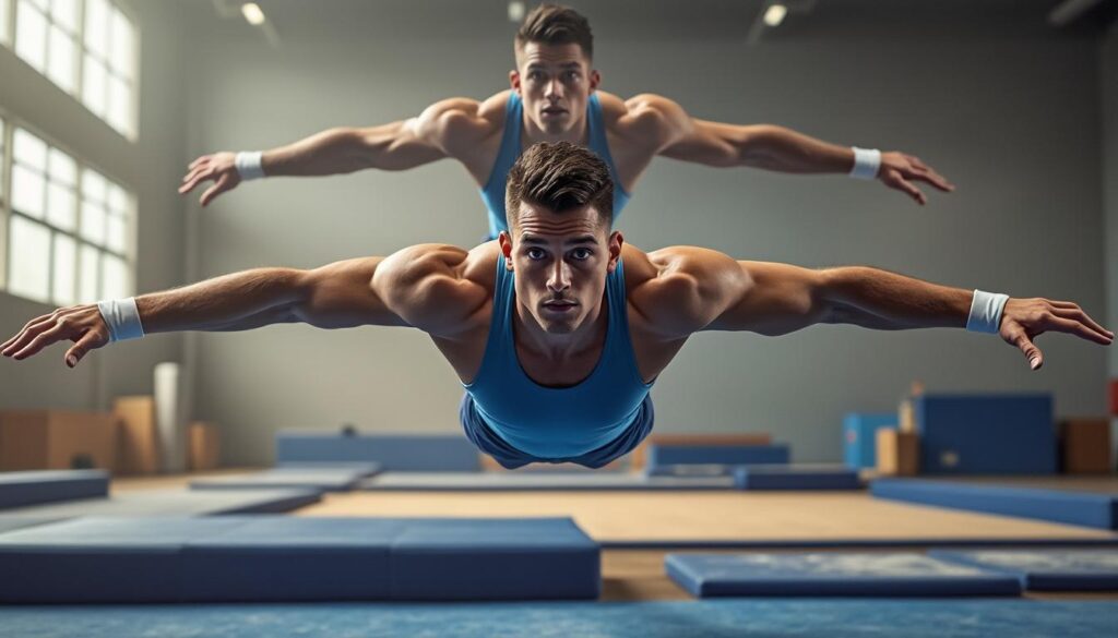 améliorez la coordination de vos enchaînements gymniques grâce à la répétition mentale de votre routine athlétique, pour une performance optimale et une maîtrise accrue.