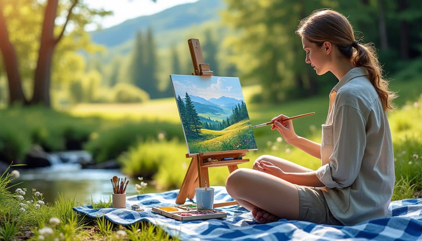 découvrez comment la pratique de l'aquarelle paysagère en plein air favorise la détente du système nerveux central et améliore le bien-être mental.