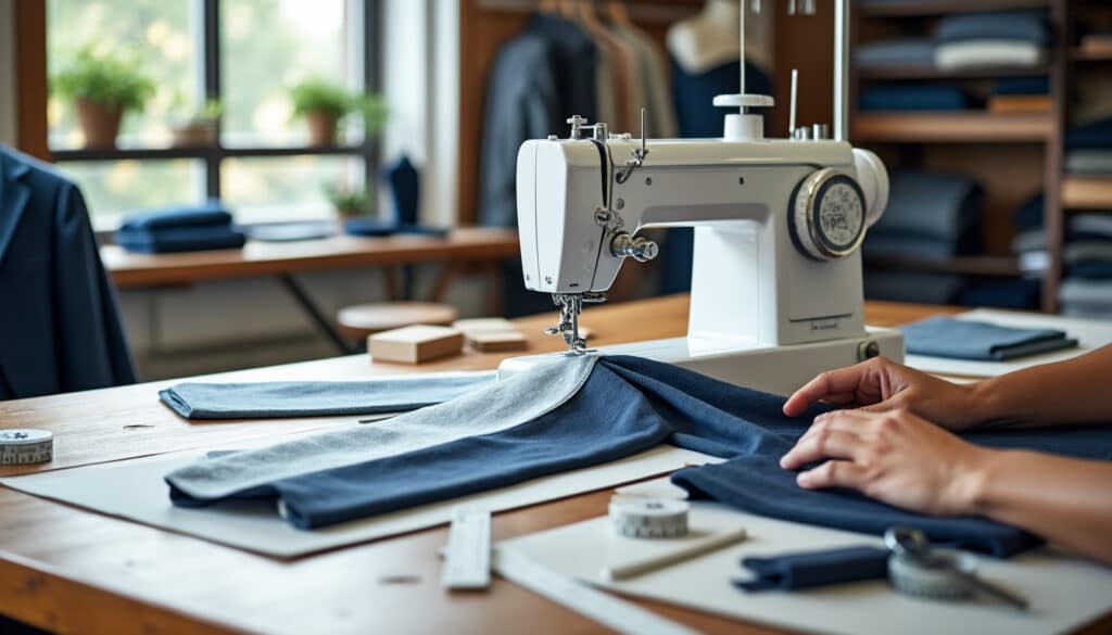 découvrez l'art de la confection de vêtements sur mesure, perfectionnée grâce au patronage précis et à l'utilisation experte de la machine à coudre pour des créations uniques et adaptées.